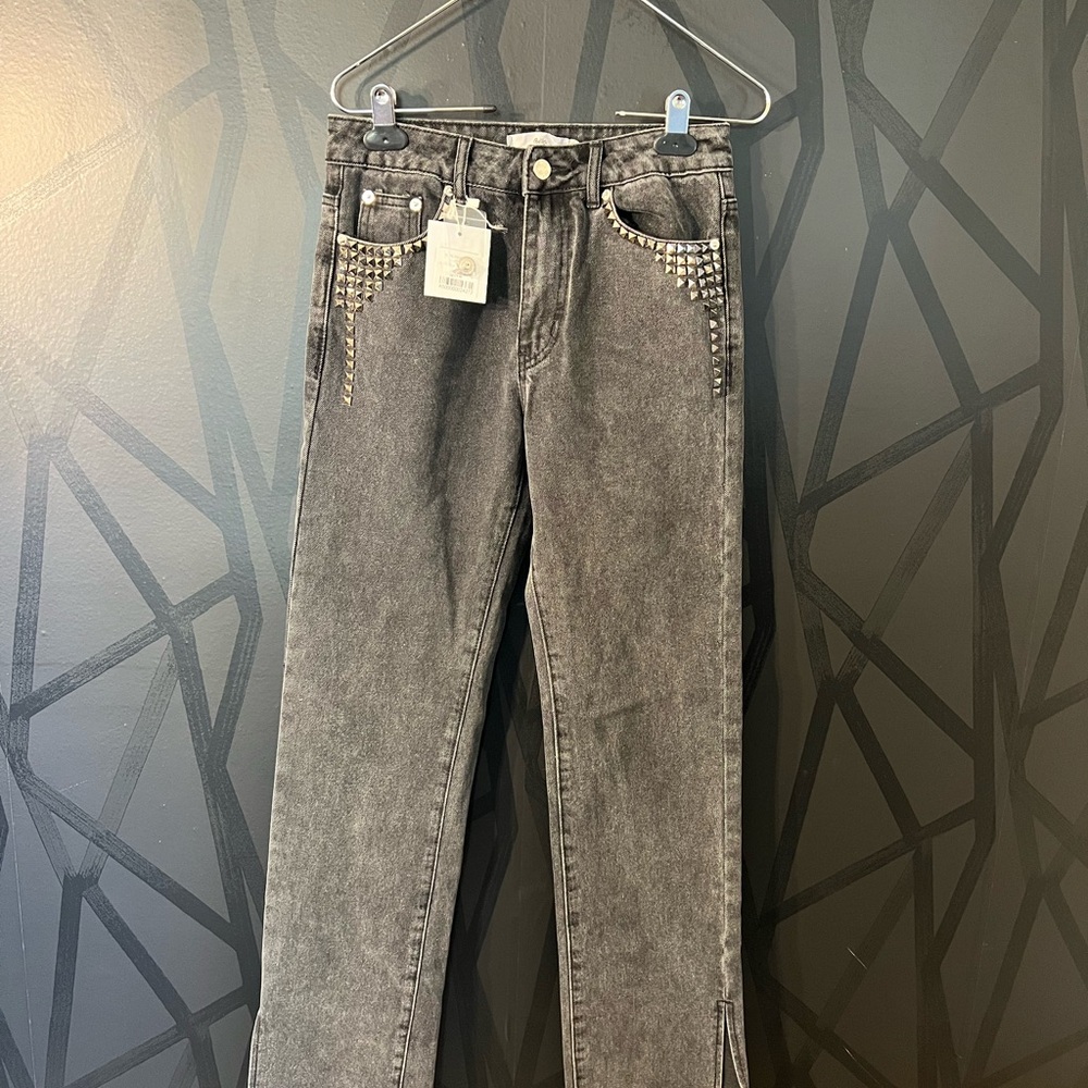Adika Studded Black Straight Leg Jeans